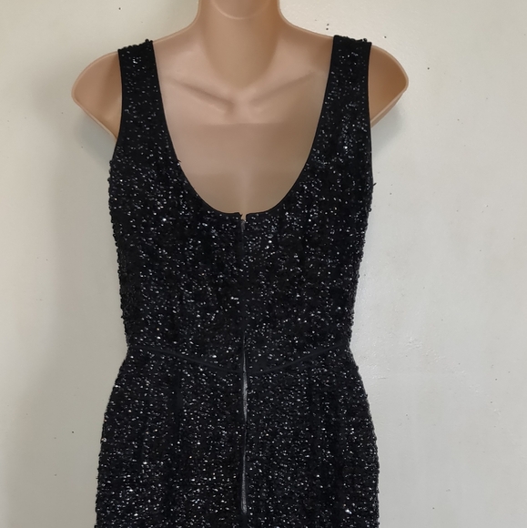 Strange Overly Sequinned Black Vintage Cocktail Dress Handsewn? Small ODD Beaded - Picture 10 of 16